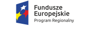 Napis: Fundusze Europejskie Program Regionalny. Po Lewej stronie trzy gwiazdy w logo Funduszy Europejskich.