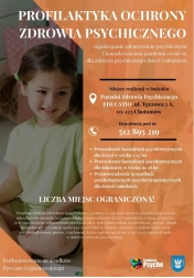 Profilaktyka ochrony zdrowia psychicznego – zapobieganie zaburzeniom psychicznym i konsekwencjom pandemii covid-19 dla zdrowia psychicznego dzieci i młodzieży