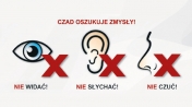 Grafika pokazująca, że czad oszukuje zmysły. Czadu - Nie widać! Nie słychać! Nie czuć!