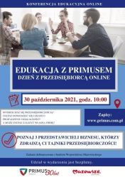Plakat informujący o konferencji edukacyjnej on-line
