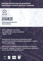 Plakat Finisaż wystawy czasowej „Zegrze. Zapomniane miasto nad Narwią”