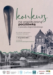 Grafika promująca współczesną pocztówkę z powiatu legionowskiego