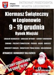 Plakat promujący kiermasz świąteczny w Legionowie