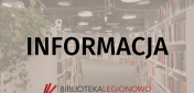 Na grafice napis - Informacja i logo biblioteki