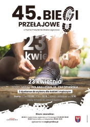 Plakat promujący 45. Biegi Przełajowe w Legionowie 23 kwietnia 2022 r.