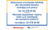 Grafika z informacją o infolinii w języku polskim i ukraińskim