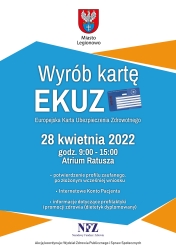 Plakat informujący o możliwości bezpłatnego wyrobienia karty EKUZ
