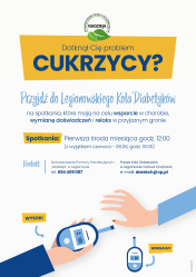 Plakat promujący spotkania Legionowskiego Koła Diabetyków