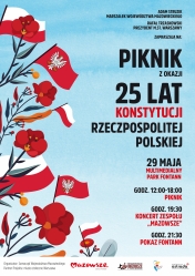 Plakat promujący Piknik z okazji 25 lat Konstytucji RP
