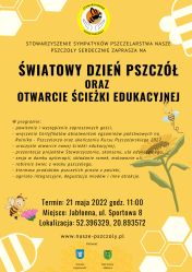 Plakat promujący spotkanie z okazji Światowego Dnia Pszczół 2022