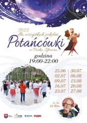 Plakat promujący Potańcówki w Parku Zdrowia