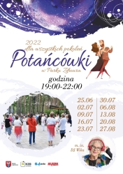 Plakat promujący Potańcówki w Parku Zdrowia
