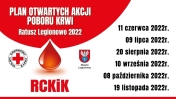 Grafika informująca o poborach krwi w Legionowie