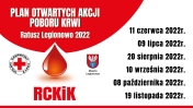 Grafika informująca o poborach krwi w Legionowie