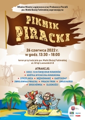 Plakat promujący Piknik Piracki w Legionowie