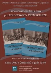 Plakat informujący o prezentacji książki 'Prywaciarze w Legionowie'