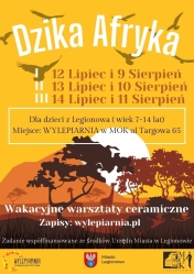 Plakat promujący warsztaty ceramiczne Dzika Afryka