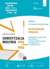 Plakat promujący wykład: Sowietyzacja Wołynia