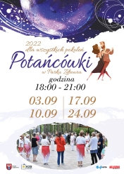 Plakat promujący Potańcówki w Parku Zdrowia