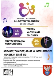 Grafika promująca Miejski Festiwal Młodych Talentów Legionowo