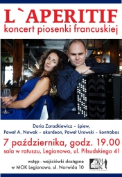 Plakat promujący Koncert muzyki francuskiej - zespół 'APERITIF