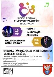 Grafika promująca Miejski Festiwal Młodych Talentów Legionowo