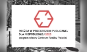 Grafika z napisem - Rzeźba w przestrzeni publicznej dla Niepodległej 2023