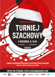 Plakat promujący Mikołajkowy Turniej Szachowy