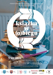 Plakat promujący akcję: Książka w (o)biegu