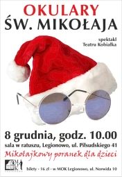 Plakat promujący spektakl - Okulary Świętego Mikołaja