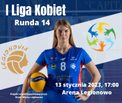 Plakat promujący mecz LTS Legionovia Legionowo - LOS Nowy Dwór Mazowiecki