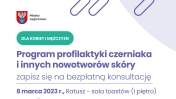 Grafika z napisem: Program profilaktyki czerniaka i innych nowotworów skóry