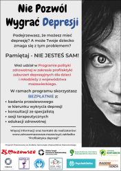 Plakat informujący o badaniach przesiewowych na depresję