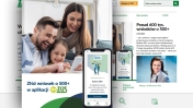 Grafika z informacją o składaniu wniosków o 500+ w aplikacji mZUS, w tle rodośni rodzice z dzieckiem