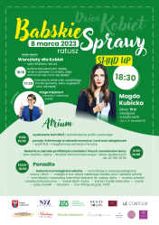 Plakat promujący Dzień Kobiet w Legionowie pod tytułem 'Babskie Sprawy'