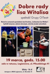Plakat spektaklu dla dzieci - Dobre rady lisa Witalisa