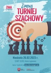 Plakat promujący Zimowy Turniej Szachowy 2023
