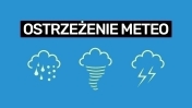 Grafika wyróżniająca z napisem - Ostrzeżenie meteo.