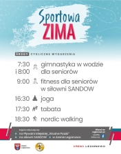 Grafika informująca o zajęciach w ramach Sportowej Zimy