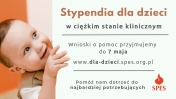 Dziecko; informacja o możliwości ubiegania się o stypendium dla dziecka w ciężkim stanie klinicznym