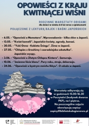Plakat promujący wydarzenie - Opowieści z Kraju Kwitnącej Wiśni