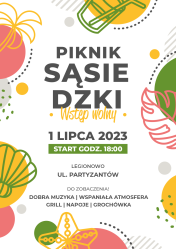 Plakat promujący piknik sąsiedzki