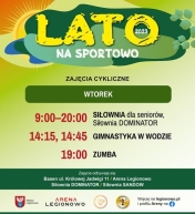 Grafika informująca o zajęciach w ramach lato na sportowo