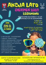 plakat z harmonogramem półkolonii miejskich