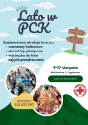 plakat z informacją o półkoloniach PCK