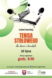 plakat letni turniej tenisa staołowego dla dzieci i dorosłych