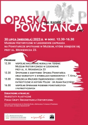 Plakat w biało-czerwonych barwach - projekt 'Opaska na ramię powstańca AK'