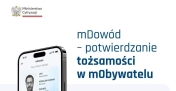 feagment grafiki z napisem: mDowód - potwierdzanie tożsamości w mObywatelu