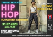 Plakat informujący o bezpłatnym treningu Hip-Hopu