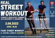 Plakat informujący o bezpłatnym treningu street workout